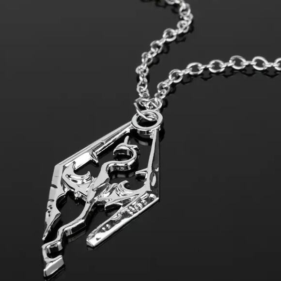 Skyrim Necklace Elder Scrolls Imperial Dragon Symbol Christmas Birthday Gift NEW - Picture 3 of 5